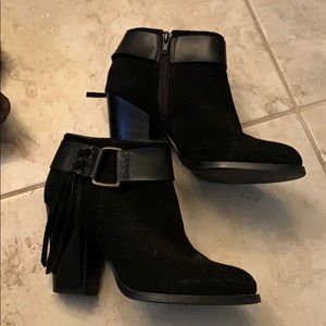 Black Kensie fringe heeled ankle boots